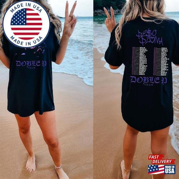 Tops - Retro Peso Pluma Homage 90S T-Shirt World Tour 2023 Shirt Retro Classic 2 Sided